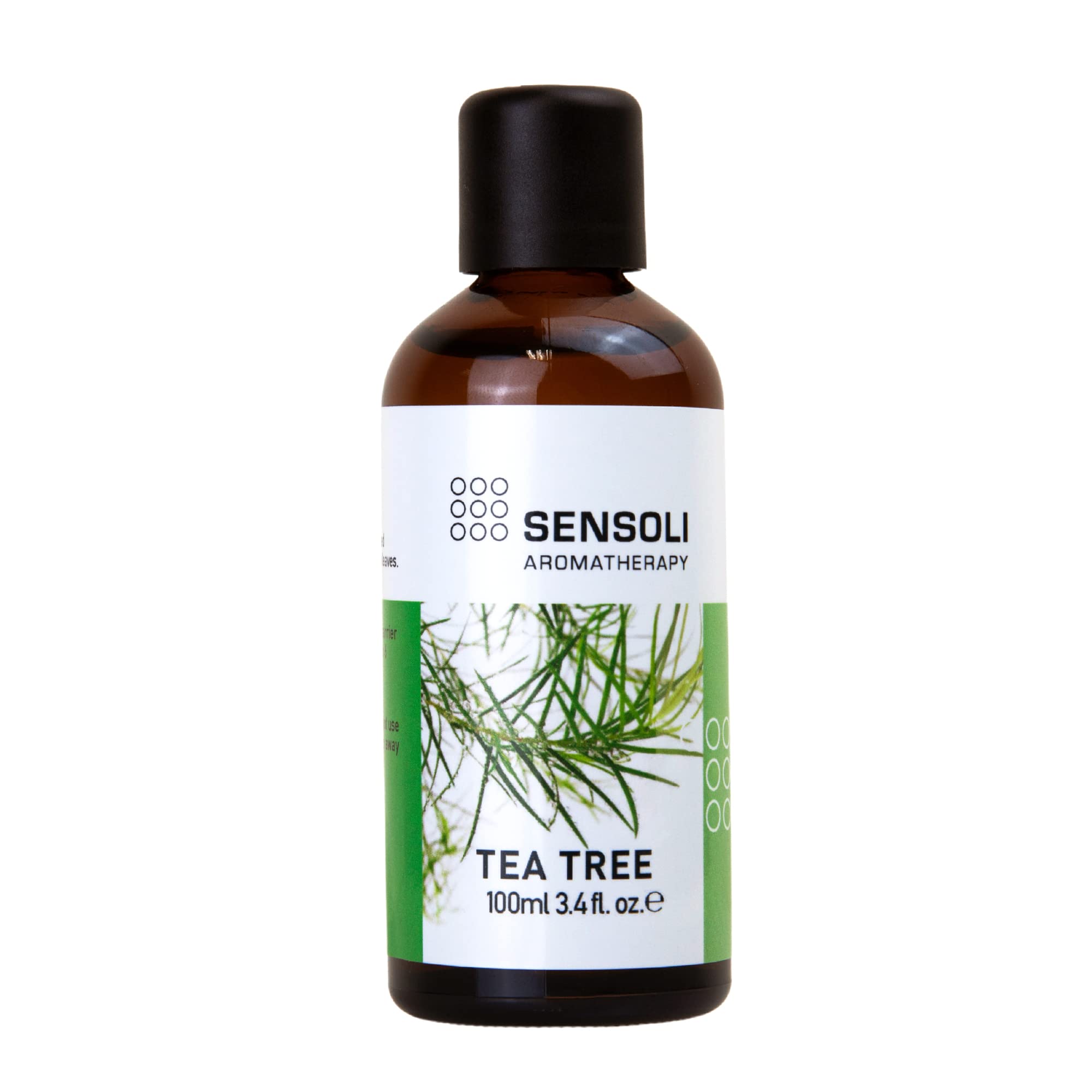 SENSOLI Tea Tree Essential Oil 100ml – 100% Pure Melaleuca Alternifolia, Amber Glass Dropper Bottle – Aromatherapy Essential Oil for Diffusers, Massage & DIY Blends