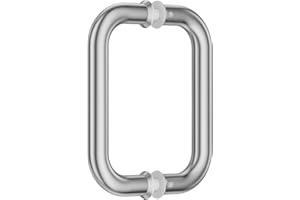 Ranbo Brushed Nickel 6" （CTC） Tubular Back-to-Back Shower Door Handle，Heavy-Duty 1.0mm Thick 304 Stainless Steel, for 1/4"- 1/2" Thick Glass and 1-3/8" - 2-1/6" Thick Wooden or Metal Doors