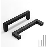 homdiy 5 Pack Cabinet Pulls 4 Inch Black Kitchen Cabinet Handles Drawer Handles Stainless Steel Dresser Hardware Center to Center 102mm Square Bar Hardware Stainless Steel Drawer Dresser Pulls