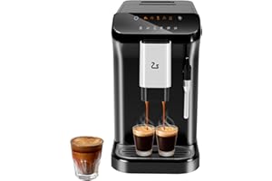 Fully Automatic Espresso Machine with Integrated Milk Frother and Adjustable Grinder, 5 Hot & Iced Coffee Pre-Sets, 20-Bar Pr