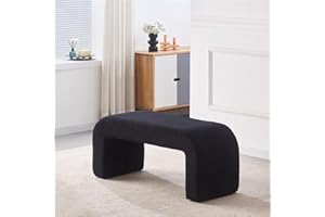 Minimalist Entryway Shoe Bench, Upholstered Bed End Bench with Faux Shearling, Vanity Stool/Ottoman/Footrest, Modern Arched B
