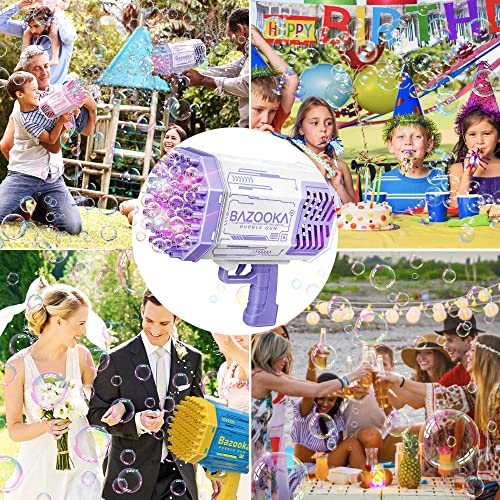 Bubble Gun, 69 Holes Bubble Machine Bubbles Kids Toys for Toddlers Boys Girls Age 3 4 5 6 7 8 9 10 11 12 Years Old, Fun Gifts for Children Adult Birthday Wedding Party Favors Outdoor Toy (Purple)