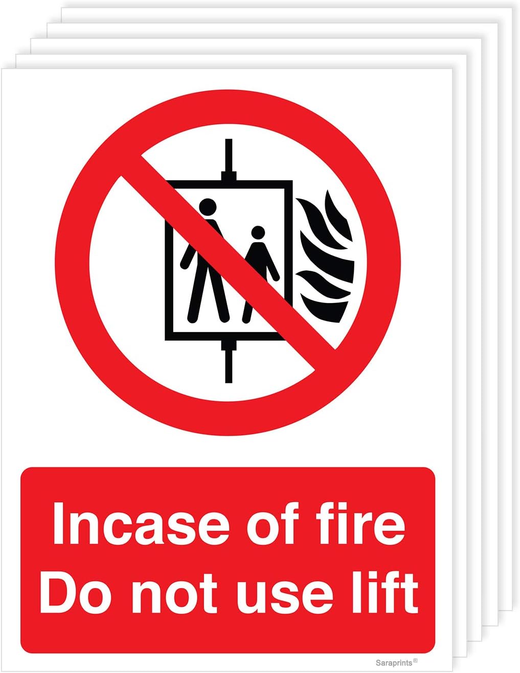 Pack of 2 Do Not Use Lift In Event Of Fire Sign Self Adhesive (150 x 200 mm) Fire Sign Waterproof Sticker - Image 3