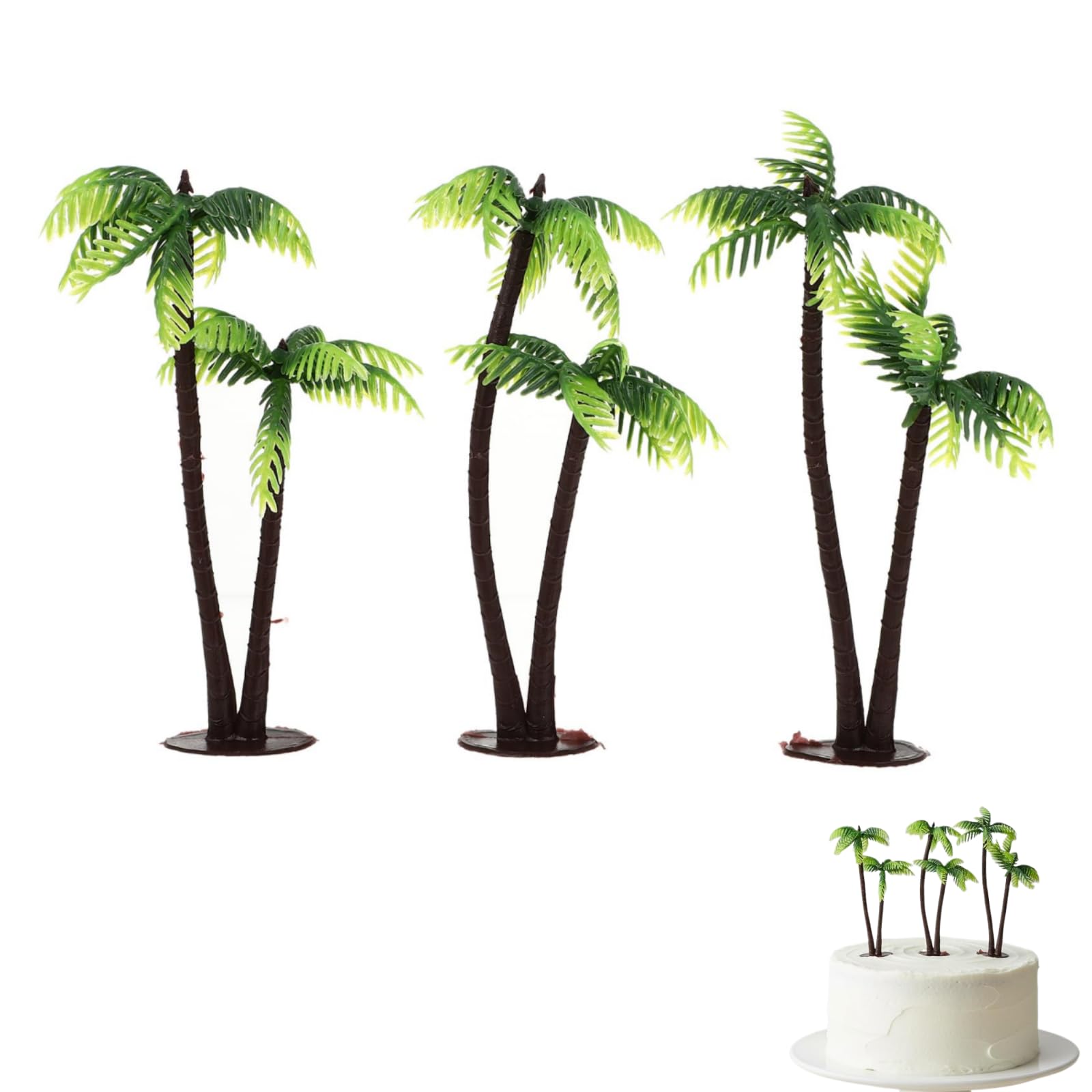 3pcs Plastic Coconut Palm Tree, Plastic Cocount Palm Tree Cake Decoration Toppers for Fish Tank Miniature Plant Micro Landscape Diy Decor Miniature Landscape Scenery House