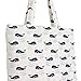 Caixia Women's Cotton Cartoon Whale Print Canvas Tote Shopping Bag Beige
