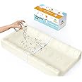 Cotton Baby Changing Pad Waterproof Liner Contoured Diaper Change Pad for Dresser by Sleepah – Breathable & Washable Cover – Three-Sided with Certipur Certified Foam