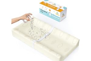 Cotton Baby Changing Pad Waterproof Liner Contoured Diaper Change Pad for Dresser by Sleepah – Breathable & Washable Cover – 