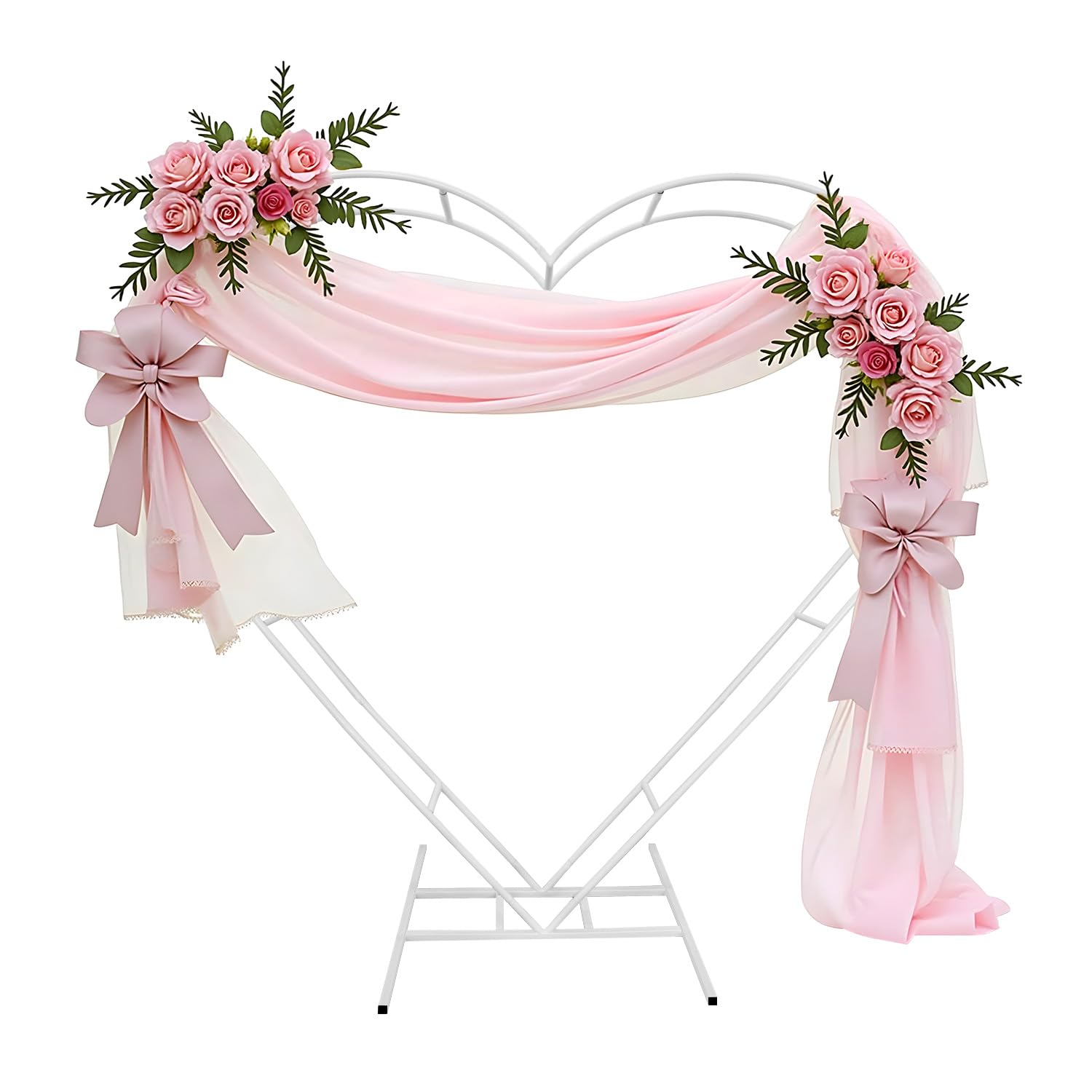 Photo 1 of **NO DECORATIONS**IKULE White 6.6FT Metal Heart-Shaped Wedding Arch Backdrop Stand Love Balloon Arch Frame for Floral Decor, Birthday Party, Graduation & Baby Shower Decorations