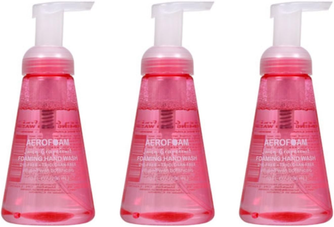 Lot of 3 Aerofoam Juicy Grapefruit Foaming Liquid Hand Wash, 10-oz. Bottles/each
