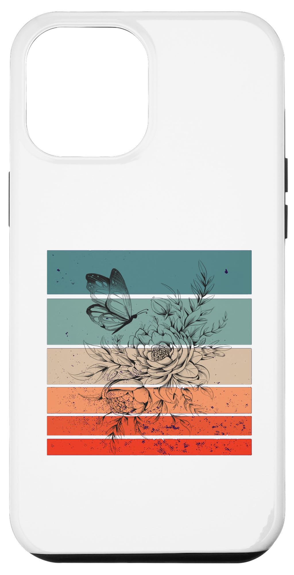 iPhone 14 Plus Butterfly Floral Bloom Garden Ink Petals Wings Blossoms Case