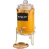 1 Pack1 Gallon Glass Drink Dispensers For Parties.Beverage Dispenser,Glass Drink Dispenser With Stand
