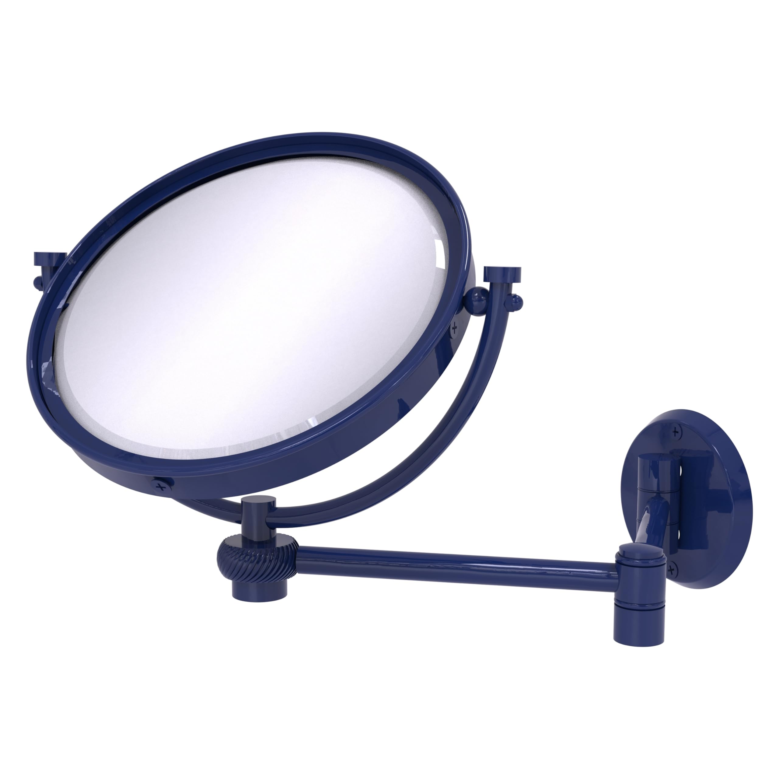 Photo 1 of Allied Brass WM-6T/4X-MBL 8 Inch Wall Mounted Extending Make-Up Mirror 4X Magnification with Twist Accent, Mediterranean Blue