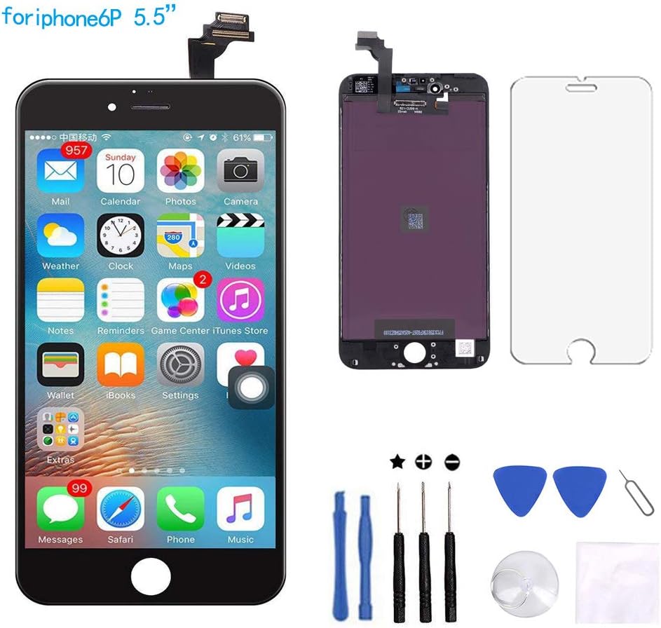 Cisco MicroelectronicFor iPhone 6plus Screen Replacement - LCD Display Touch Screen Digitizer Frame Assembly Full Set with Free Tools for iPhone6 5.5 inch（iPhone 6plus 5.5" Black）