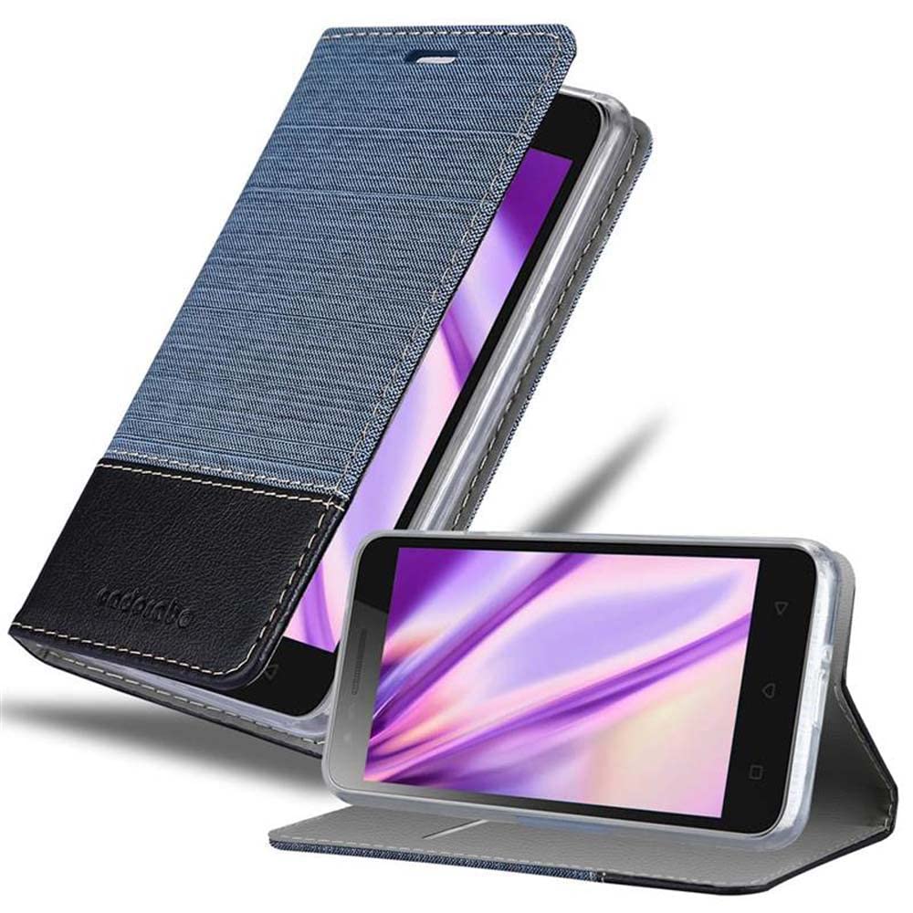 cadorabo Book Case works with Lenovo C2 in DARK BLUE BLACK - with Magnetic Closure, Stand Function and Card Slot - Wallet Etui Cover Pouch PU Leather Flip