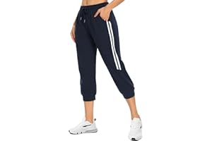 Women's Capri Sweatpants Joggers with Pockets Capris High Waist Drawstring Yoga Running Workout Casual Capri Pants