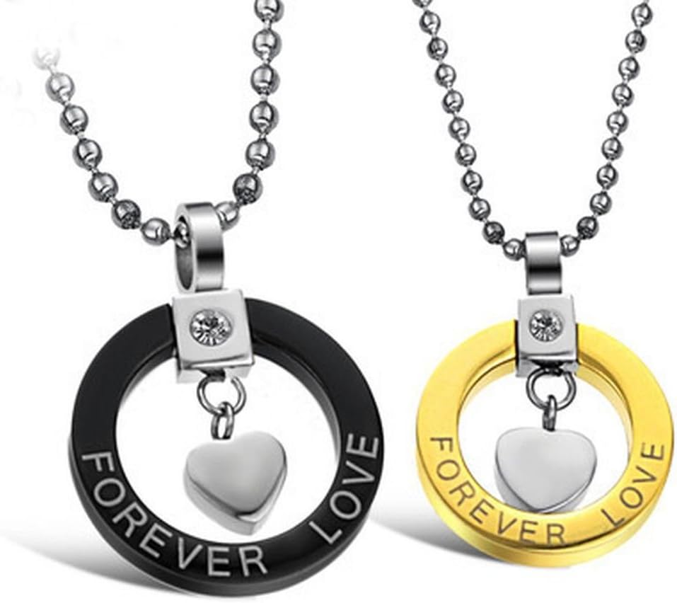 Fashion J Couple Jewelry "The Only Love" Exquisite Heart-Shaped Crystal Hollow Circular Letter Titanium Steel Pendant Necklace With Chains