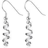 925 Sterling Silver Cute Exquisite Dangle Earrings Curve Twist Shape Spiral Dangle Stud Earrings for Women Birthday Gift