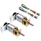 MECCANIXITY 300RPM Micro Gear Motor with Encoder N20 DC6V Gearbox 2pcs | High Torque Electric Reduction Motor for Robot Wheel RC Car