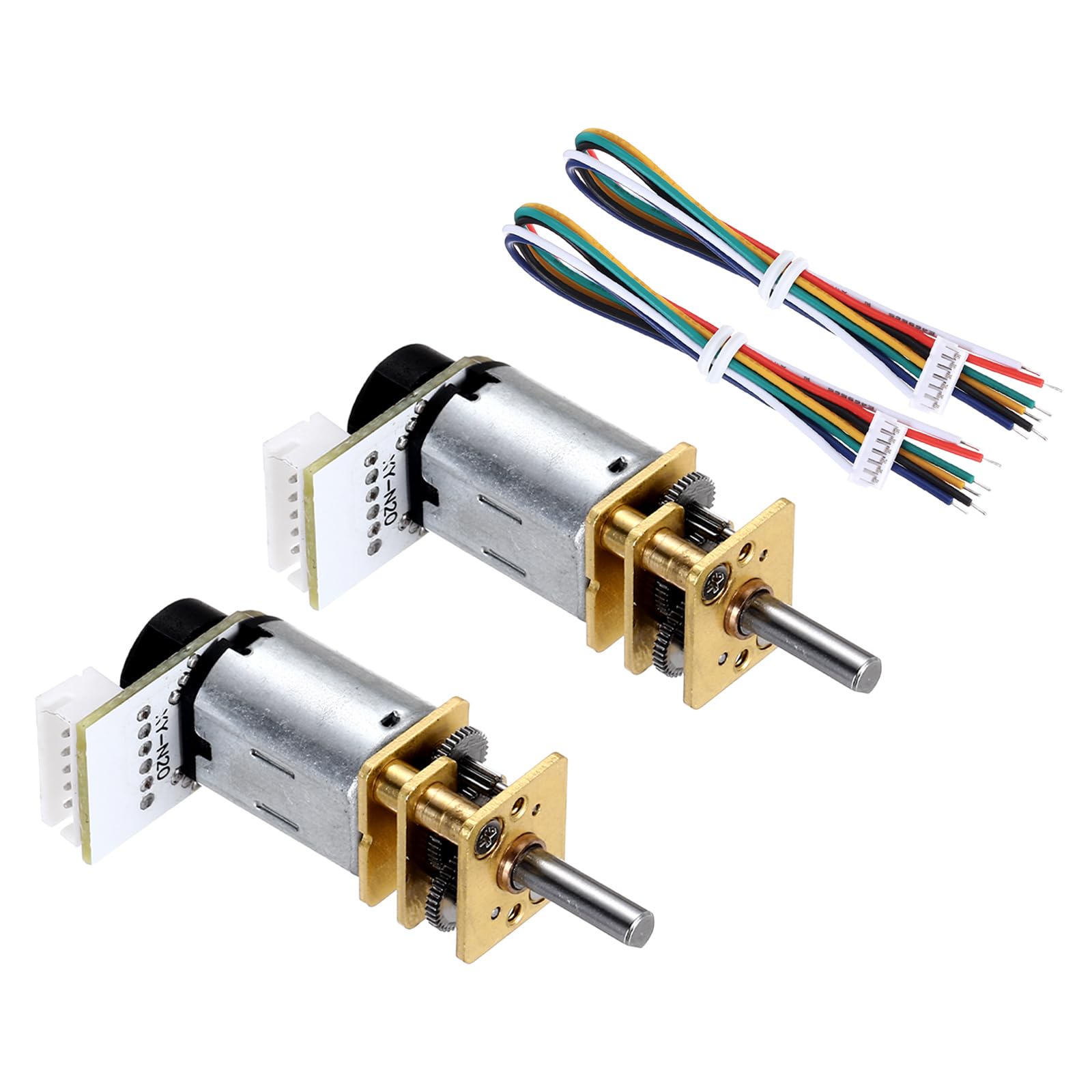 sourcing map 2pcs 50RPM Micro Gear Motor with Encoder, N20 DC6V Gearbox High Torque Electric Reduction Motor for Robot Wheel RC Car