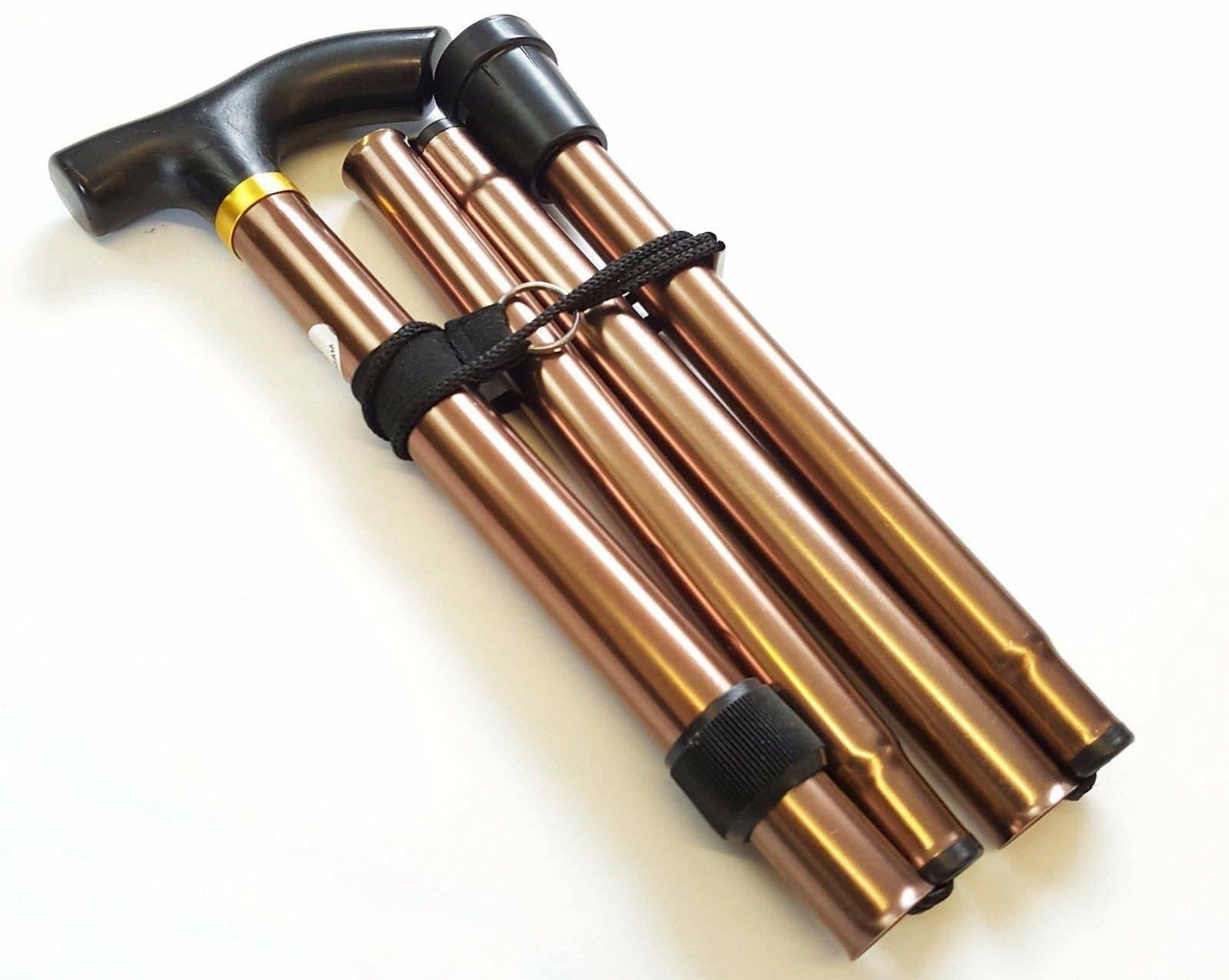 MIFAH LIGHTWEIGHT WALKING STICK, DURABLE, FOLDABLE ALUMINIUM ALLOY ELDERLY WALKING STICK CANE (Brown/Copper)