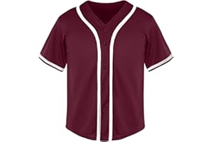 BABYHEALTHY Kids Baseball Jersey Toddler Jersey Button Down Shirt Blank Plain Hip Hop Tees for Boy Girl