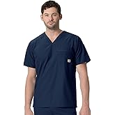 Carhartt Scrubs C15106 Men's Force® Modern Fit Twill Chest Pocket Top Small Navy