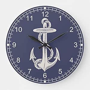 Thusjh Relojes de Pared Ancla Temática Náutica Reloj De Pared