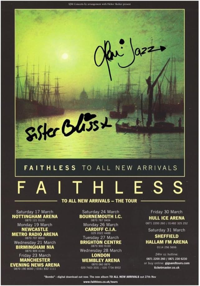 Faithless Autographed Signed 21cm x 29.7cm A4 Photo Poster
