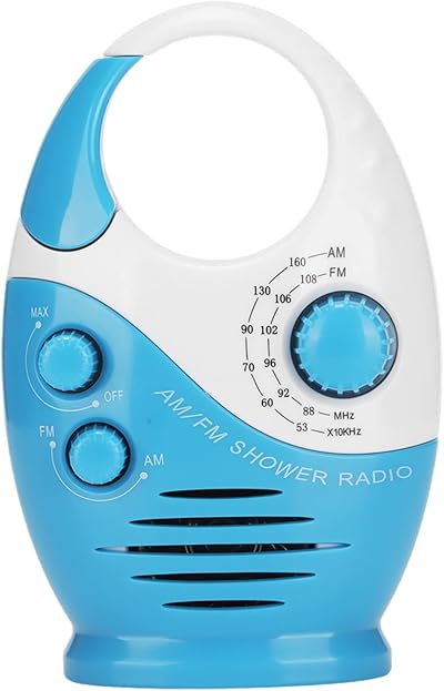VBESTLIFE Portable Waterproof Shower Radio AM FM Top Handle Speaker Blue