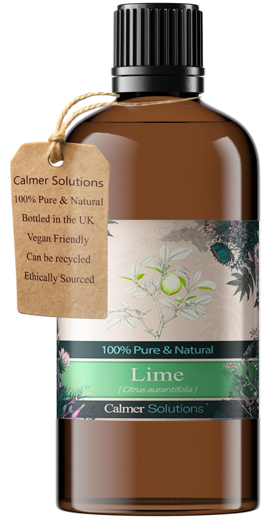Calmer Solutions Lime Essential Oil 100ml – 100% Pure & Natural – Fresh Citrus Aromatherapy Oil for Energy, Positivity & Cleansing – Ideal for Diffusers, Massage & DIY Blends