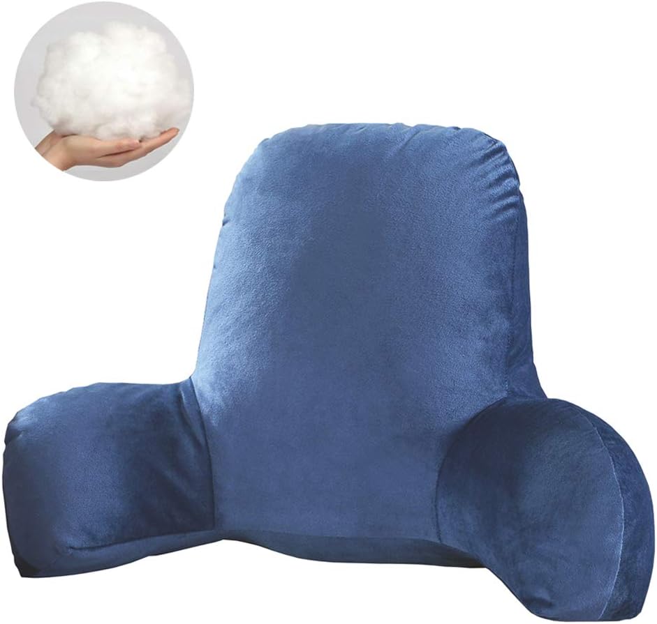Hrtc T-Shape Reading Luxury Support Bed Reading Back Rest Lumbar Cushion Pillows Bed Rest Lounger Sofa Chair Back Supports and The Design of Support not Prevent Deformation (Blue): Home & Kitchen