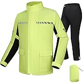 CTBQiTom Rain Suit,Lightweight Motorcycle Rain Gear with Reflective Jacket and Pants,Waterproof Breathable Rainwear