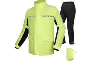 CTBQiTom Rain Suit,Lightweight Motorcycle Rain Gear with Reflective Jacket and Pants,Waterproof Breathable Rainwear