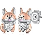 Corgi Earrings 925 Sterling Silver Dog Earrings Corgi Gifts for Corgi Lovers Jewelry Birthstone Gift for Women girl