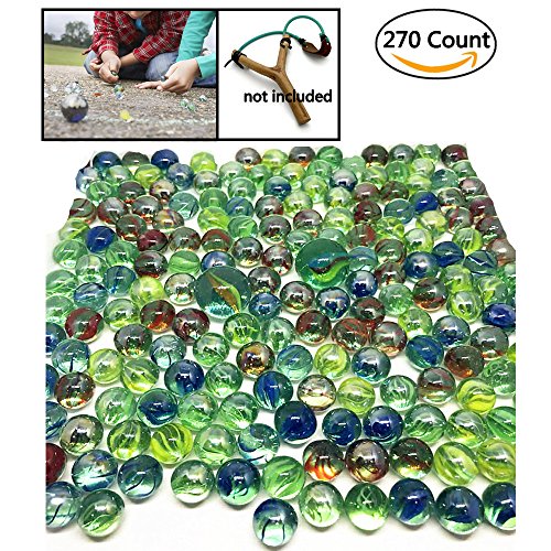 270 Count of Cats Eyes Glass Marble , Cat's Eyes Marbles 5/8" in Bulk , Shooters Sling Shot Ammo , Assorted Colors