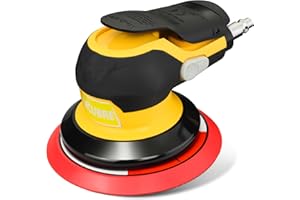 RYCUBRE 5 Inch Air Sander with 12 Sandpapers DA Sander for Auto Body Low noise palm sander, Lightweight & Noise Reduction