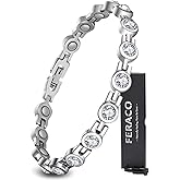 Feraco Magnetic Bracelets for Women, Titanium Steel Magnetic Bracelet with Neodymium Magnets & Sparkling Crystals, Jewelry Gifts