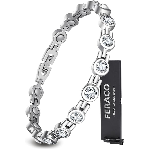 KYOSI Bracciale Magnetico Donna Con Foglie Argentate - Acciaio Inox 316L, Regolabile, Idea Regalo