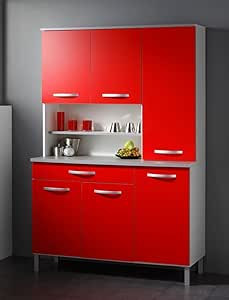 expendio Cocina Armario Seamus 2 120 x 181 x 44 cm Blanco Rojo Gris