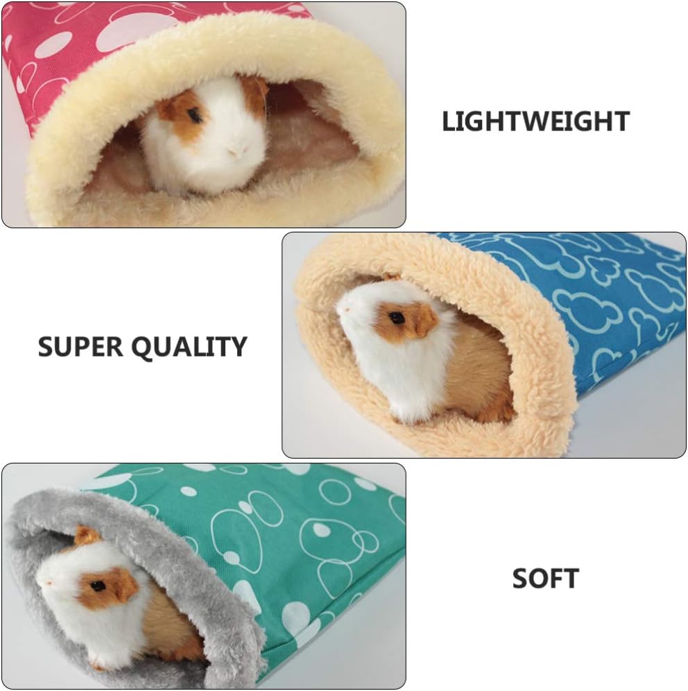 POPETPOP Small Animals Bedding-Hedgehog Snuggle Sack Rat House Bed Winter Warm Fleece Small Pet Syrian Hamster Chinchilla Bed House Cage Nest Random Color-Large - Image 5