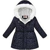 Podgina Little Girl Winter Dress Coat Fleece Outwear Puffer Jacket with Hood Kid Clothes