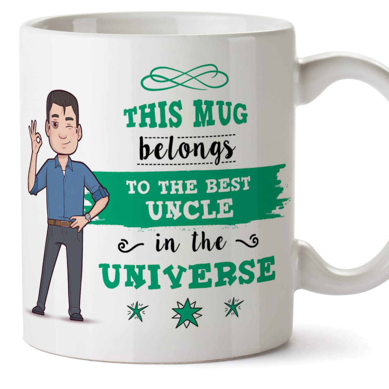 MUGFFINS Uncle Mug/Cup - Best Uncle in The Universe - Coffee Mug for Breakfast/Birthday Presents for Uncles/Ceramic 11 oz