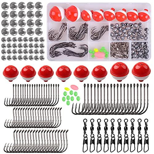 Fishing Bobbers Tackle Kit, 160pcs Basic Fishing Bobbers Hooks