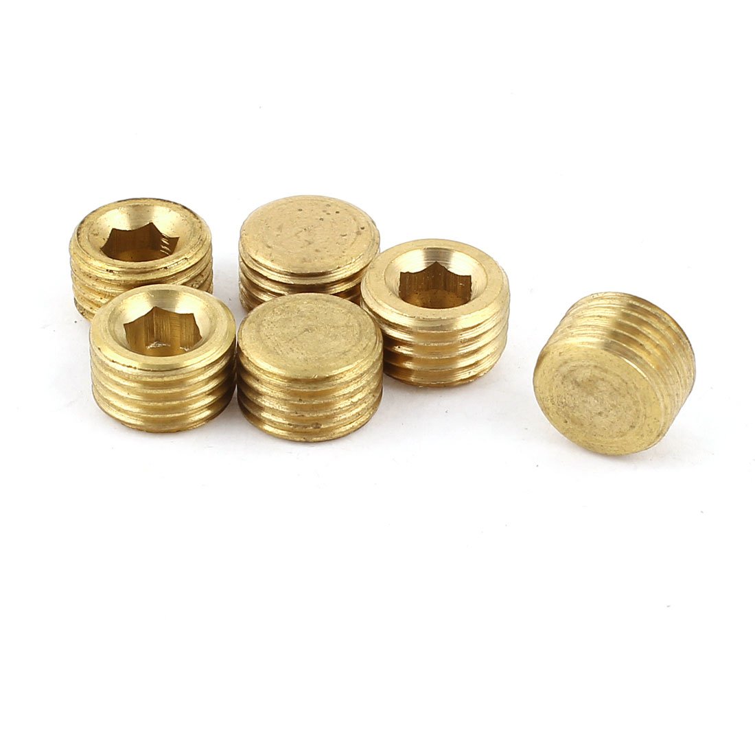 Sourcingmap G1/4 Male Thread Brass Hex Head Pipe Cover Fittings Coupler Connector 6Pcs