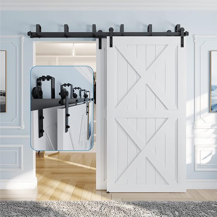 Buy ZEKOO 5FT16FT Bypass Barn Door Hardware Kit Double Track Low