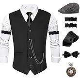 COSLILLI 1920s Mens Costume Gatsby Gangster Costume Roaring 20s Costumes for Men 1920s Mens Outfits Accessories Set Halloween