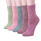 YUYUGO 5 Pairs Women's Wool Socks Soft Warm Winter Knitted Socks for Women
