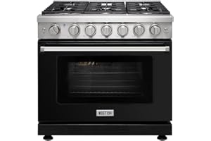 KOSTCH 36 inch Professional Freestanding Pro-Style Natural Gas Range or Liquid Propane Gas Range with 6 Burners, 6.0 cu.ft. Oven Capacity, in Stainless Steel - KOS-36RG03M (Black)