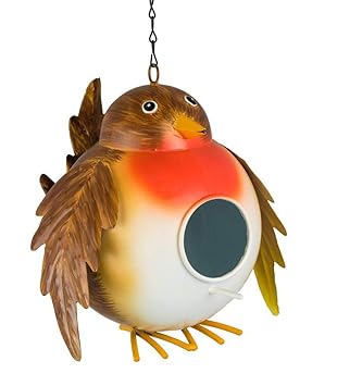 Fountasia Hanging Robin Bird Box Feeder Metal Garden Ornament
