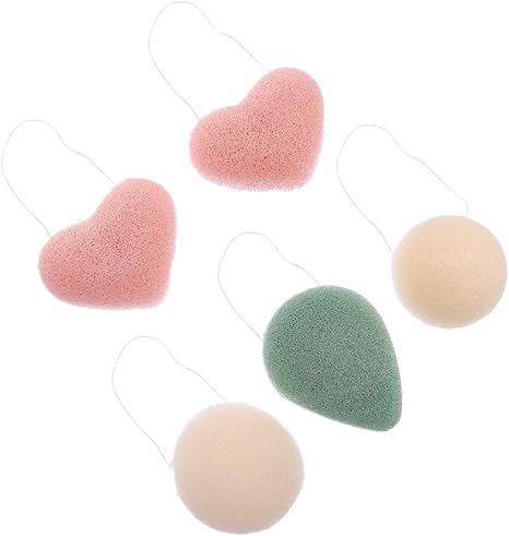 Amazon Rosenice 顔の角質除去と深い毛穴のクレンジングのための5個のこんにゃくスポンジフェイシャルスポンジランダムカラー キッチンスポンジ オンライン通販